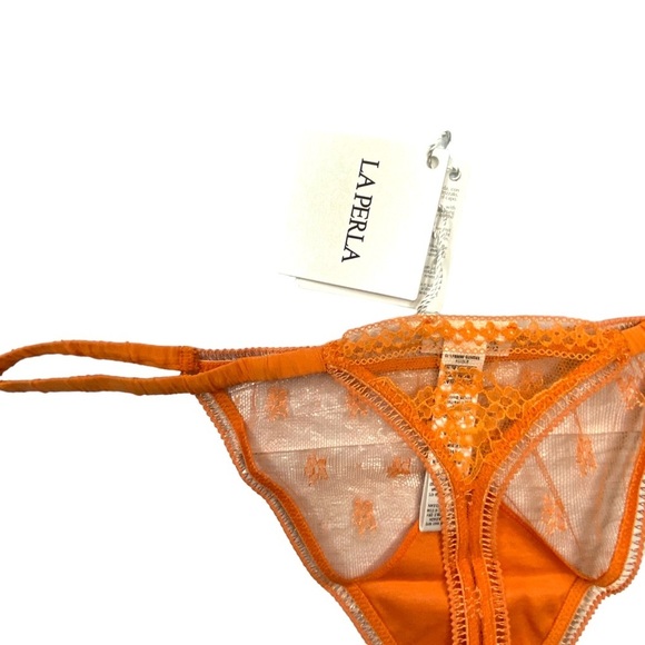 LA PERLA LACE THONG FLORAL LACE THONG ORANGE L - Picture 12 of 12